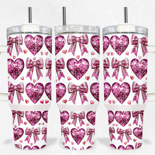 Pink Glitter Heart Tumbler 40oz Tumbler