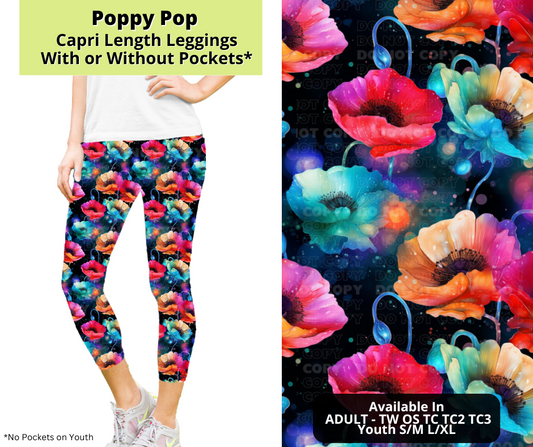 Preorder! Closes 3/24. ETA June. Poppy Pop Capri Leggings w/wo Pockets