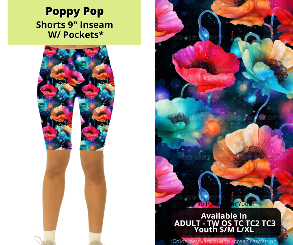 Preorder! Closes 3/24. ETA June. Poppy Pop 9" Inseam Shorts w/wo Pockets