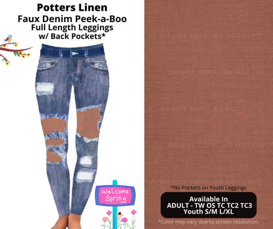 Preorder! Closes 1/13. ETA April. Potters Linen Full Length Faux Denim Peekaboo