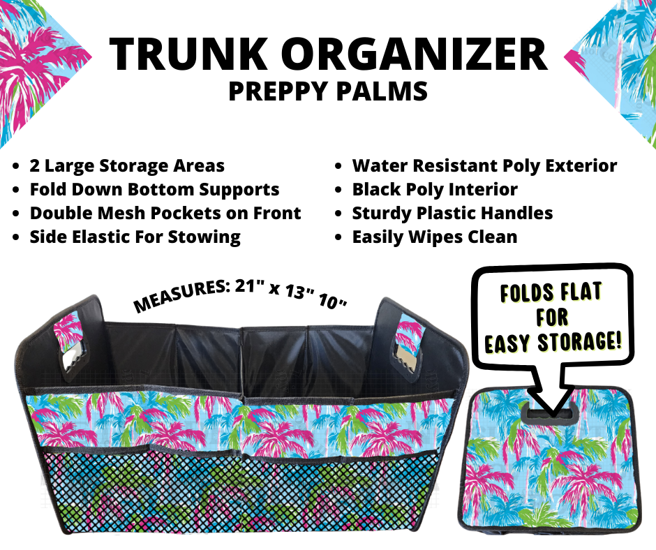 Preorder! Closes 3/10. ETA June. Preppy Palms Trunk Organizer