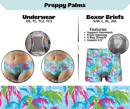 Preorder! Closes 3/13. ETA June. Preppy Palms Hipster & High Waist Underwear & Boxer Briefs