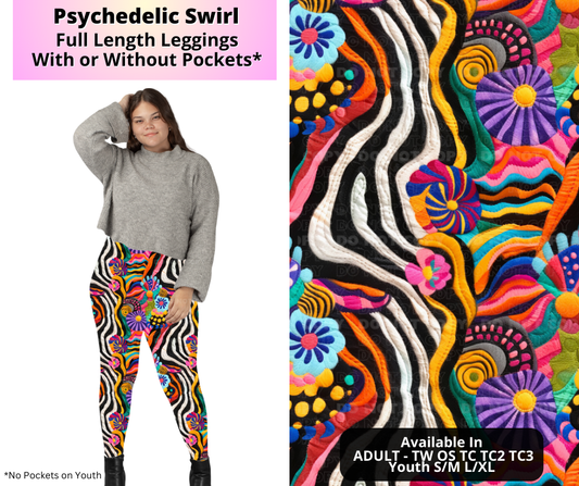 Preorder! Closes 4/2. ETA July. Psychedelic Swirl Full Length Leggings w/wo Pockets