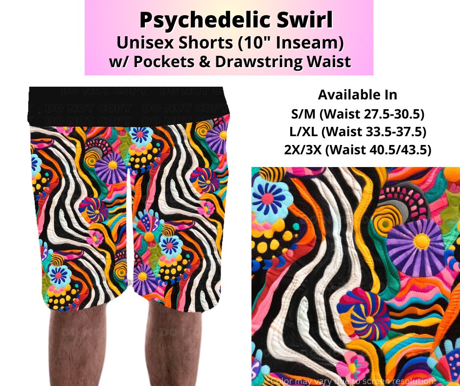 Preorder! Closes 4/2. ETA July. Psychedelic Swirl Unisex Shorts