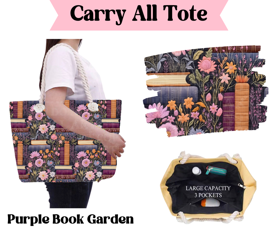 Preorder! Closes 3/31. ETA June. Purple Book Garden Carry All Tote