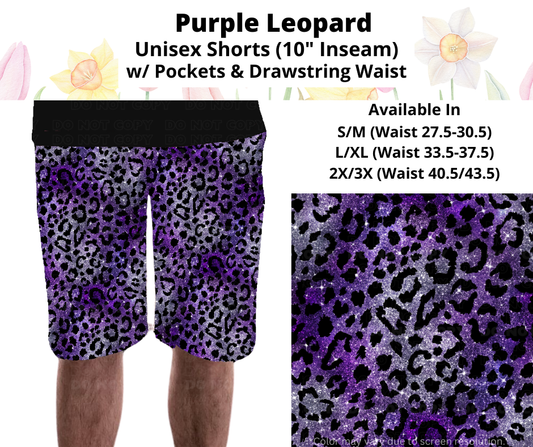 Preorder! Closes 3/17. ETA June. Purple Leopard Unisex Shorts