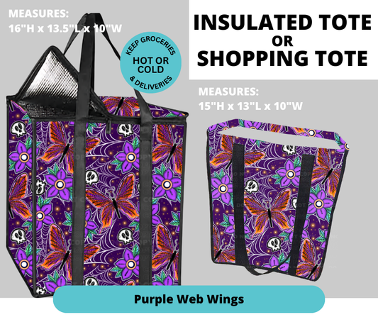 Preorder! Closes 2/26. ETA May. Purple Web Wings Shopping & Insulated Tote