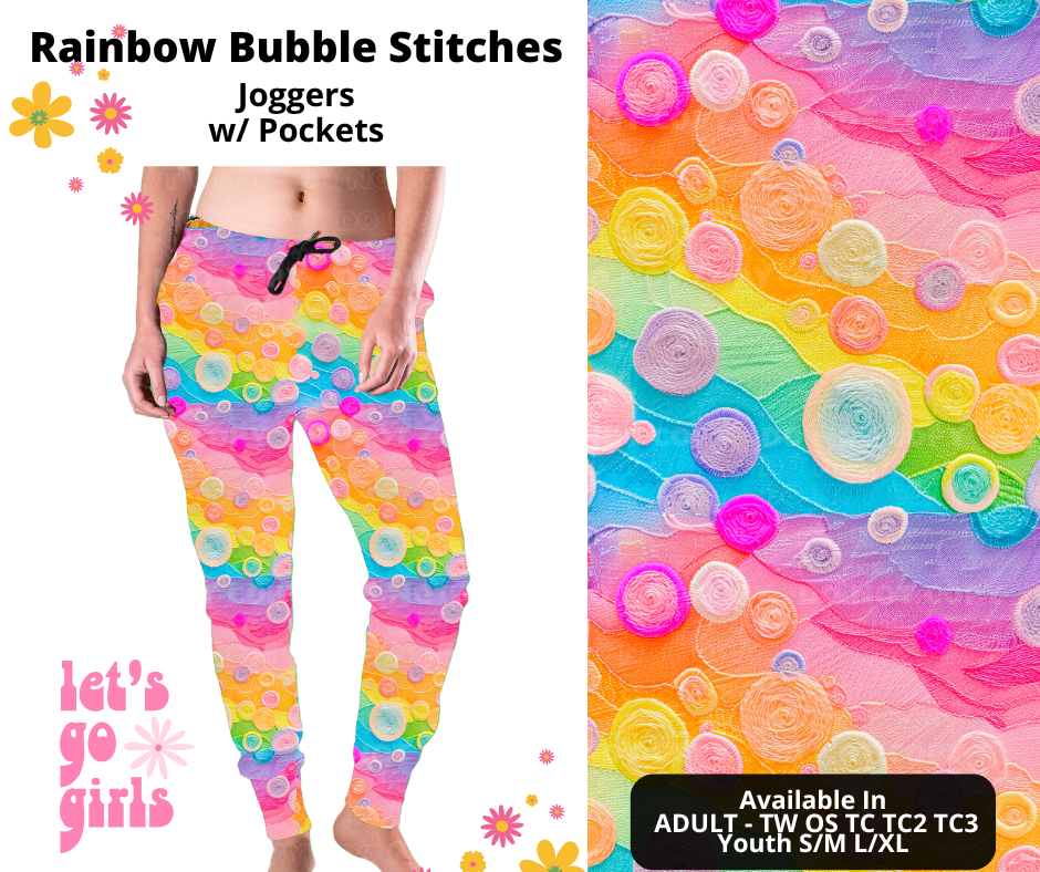 Preorder! Closes 12/16. ETA Feb. Rainbow Bubble Stitches Joggers