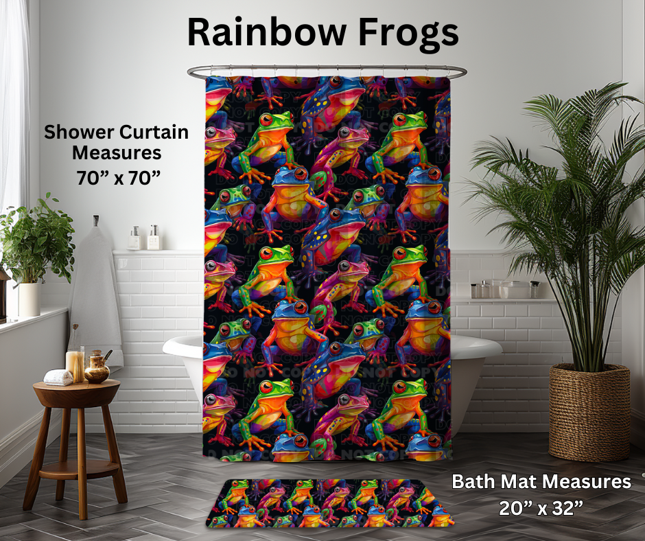 Preorder! Closes 1/6. ETA March. Rainbow Frogs Custom Shower Curtain and/or Bath Mat