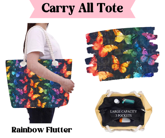 Preorder! Closes 3/31. ETA June. Rainbow Flutter Carry All Tote