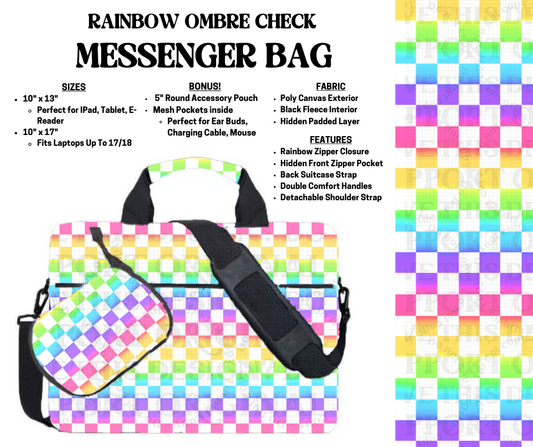 Preorder! Closes 4/3. ETA July. Rainbow Ombre Check Messenger Bags