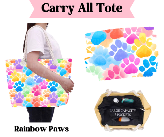 Preorder! Closes 3/31. ETA June. Rainbow Paws Carry All Tote