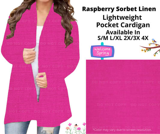 Preorder! Closes 1/13. ETA April. Raspberry Sorbet Linen Pocket Cardigan