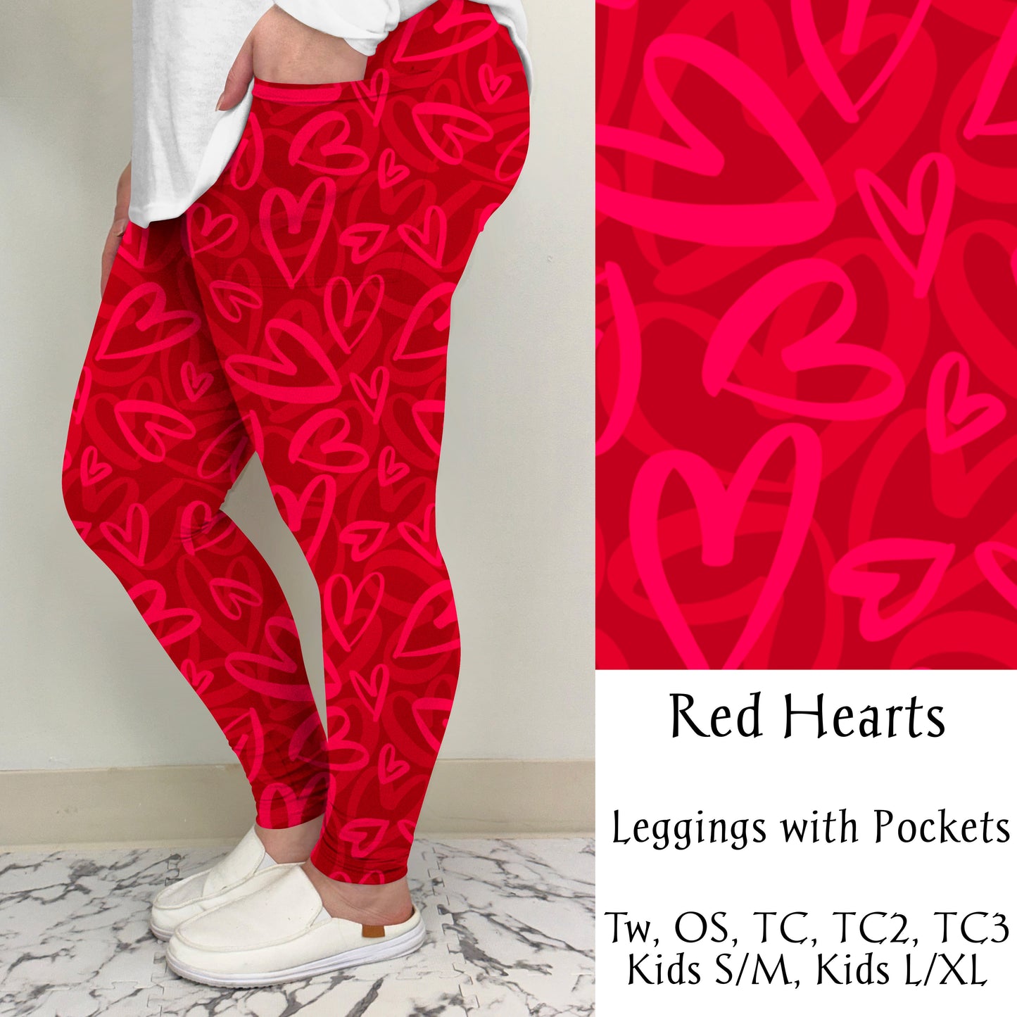 Red Heart Leggings w/ Pockets