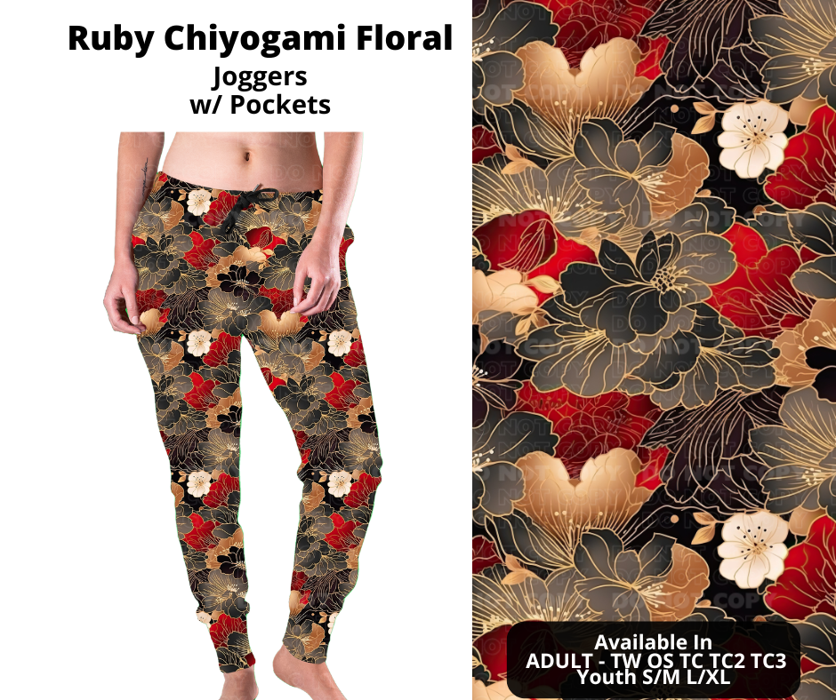 Preorder! Closes 11/11. ETA Jan. Ruby Chiyogami Floral Glass Joggers