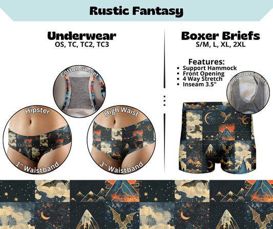 Preorder! Closes 3/13. ETA June. Rustic Fantasy Hipster & High Waist Underwear & Boxer Briefs