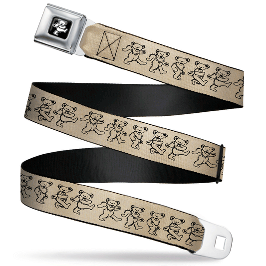 Grateful Dead Bear Seatbelt Belt - Dancing Bears Hemp/Black Webbing