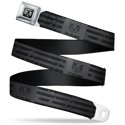 Ram Seatbelt Belt - Ram Logo Americana Stripes Weathered Gray/Black Webbing