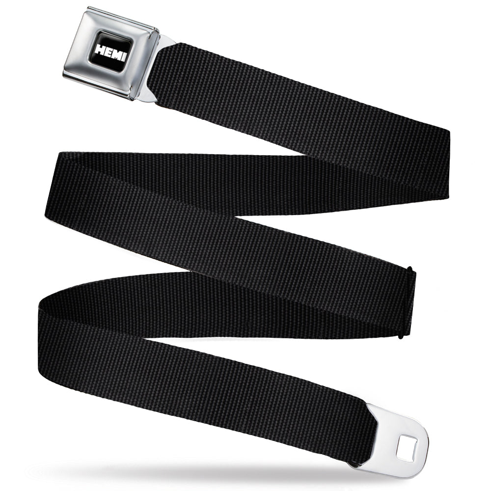 HEMI Bold Full Color Black/White - 
 Seatbelt Belt - Black Webbing