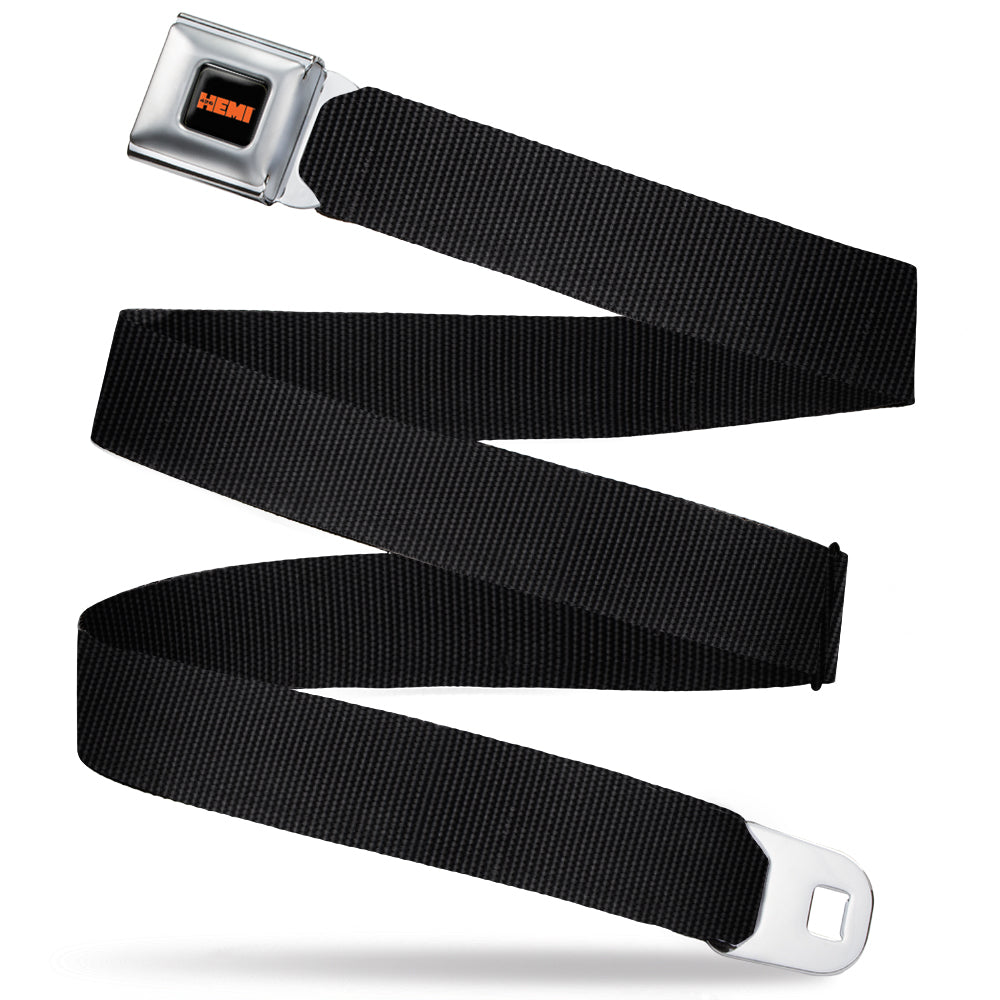 HEMI 426 Logo Full Color Black/Orange - 
 Seatbelt Belt - Black Webbing