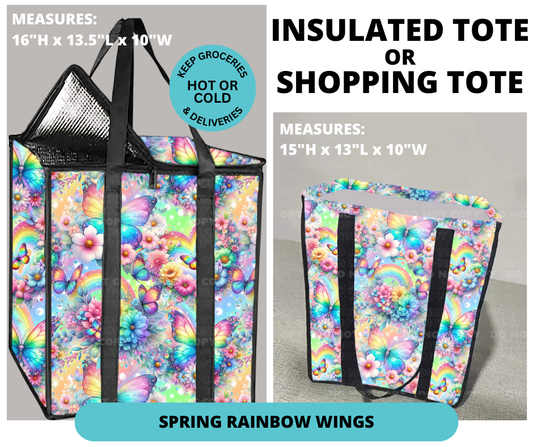 Preorder! Closes 12/30. ETA March. Spring Rainbow Wings Shopping or Insulated Tote