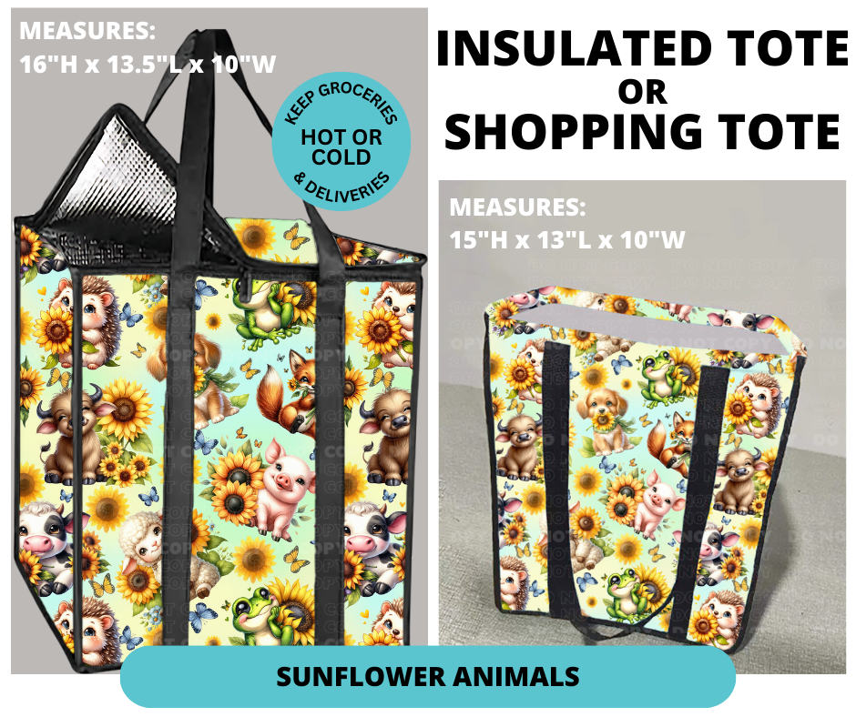 Preorder! Closes 12/30. ETA March. Sunflower Animals Shopping or Insulated Tote