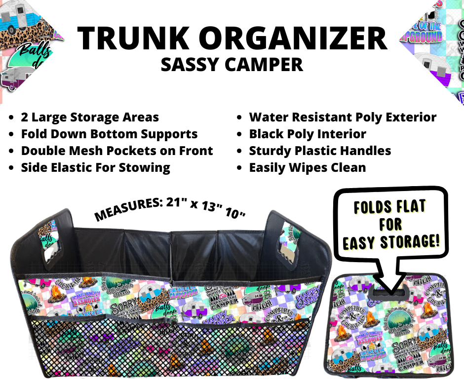 Preorder! Closes 3/10. ETA June. Sassy Camper Trunk Organizer