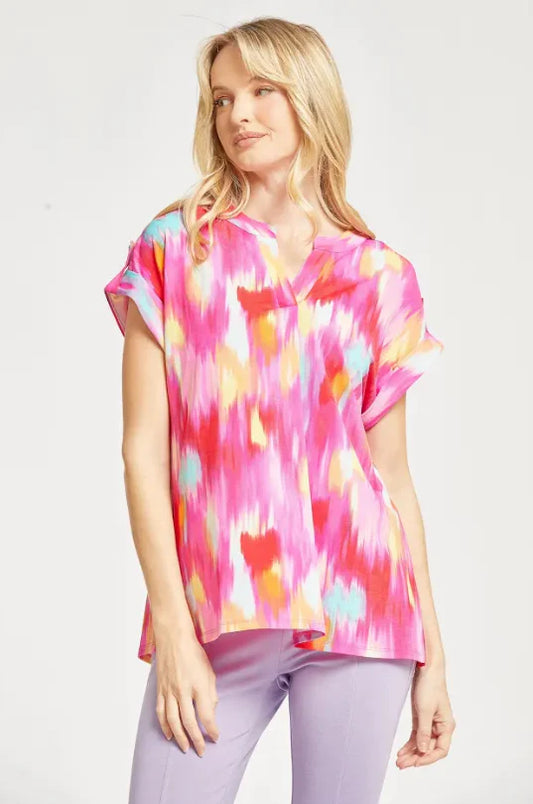 Lizzy Short Sleeve Top in Hot Pink (M)