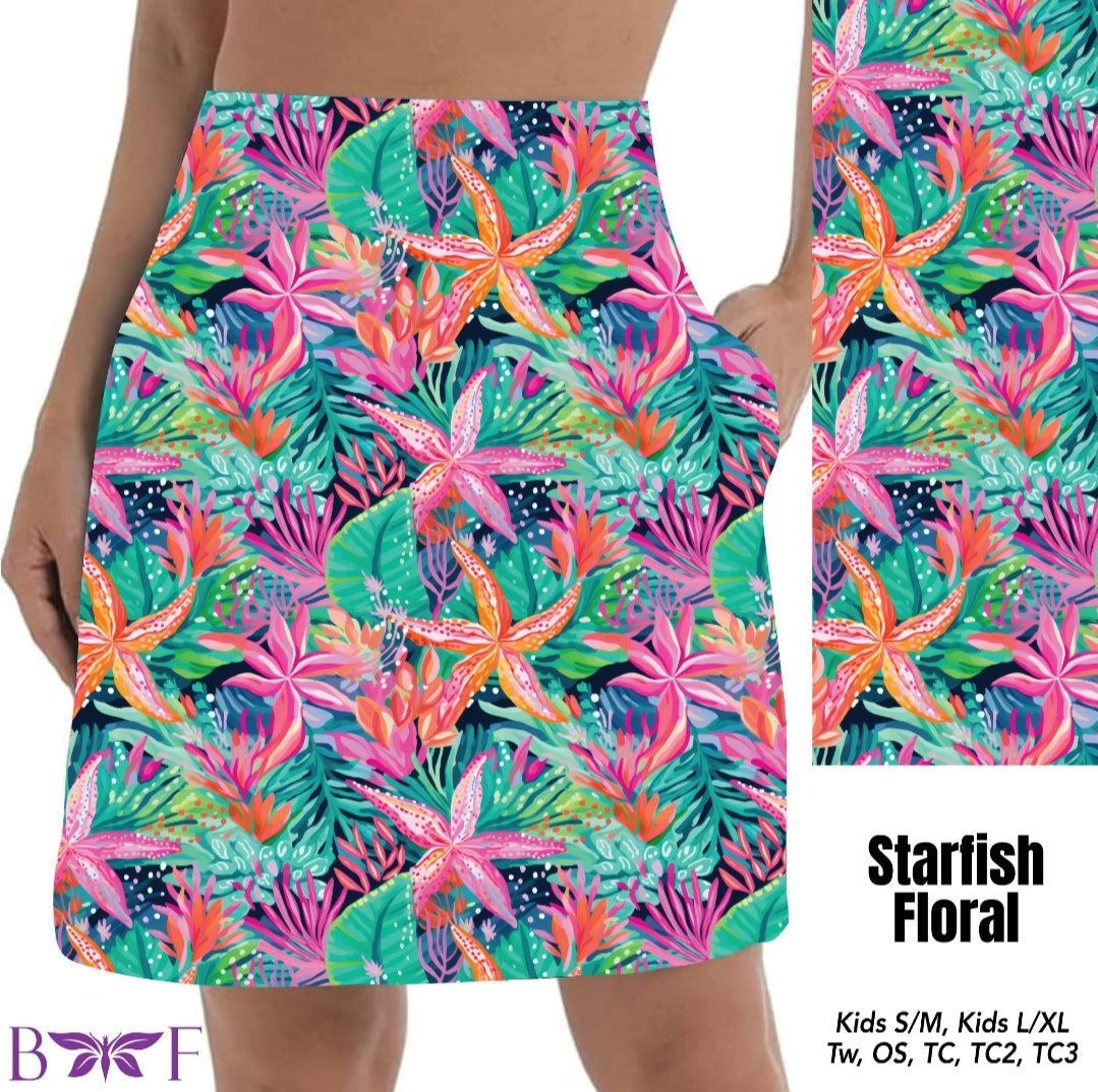 Starfish Floral capris, biker shorts and skorts with pockets