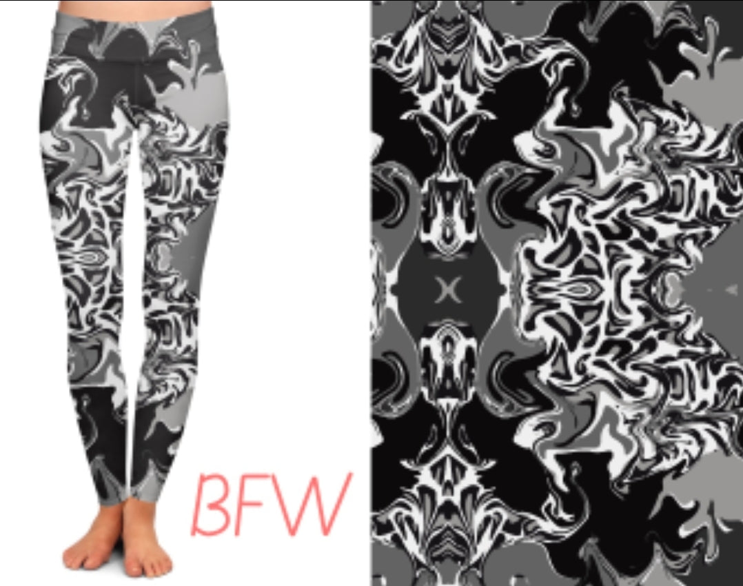 Black & White Marble Leggings and Capris