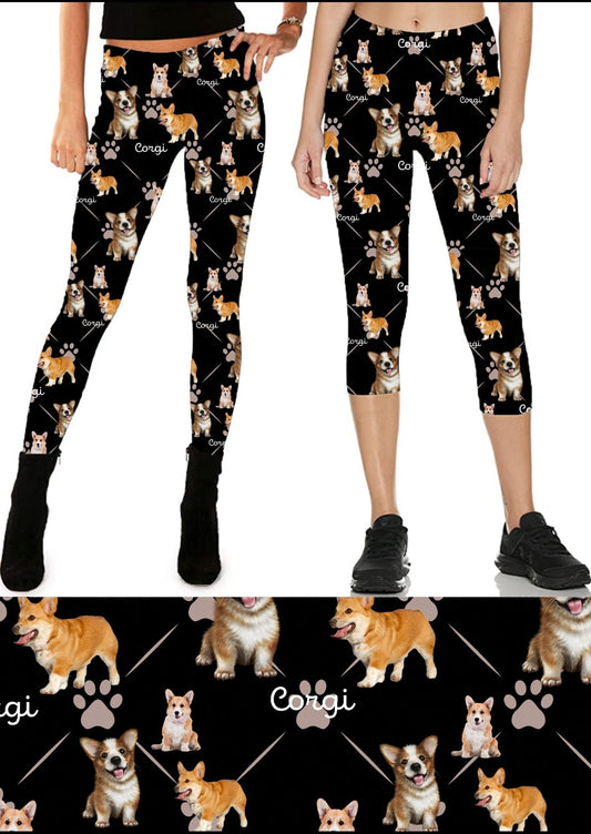 Corgi leggings with pockets adult and kids sizes