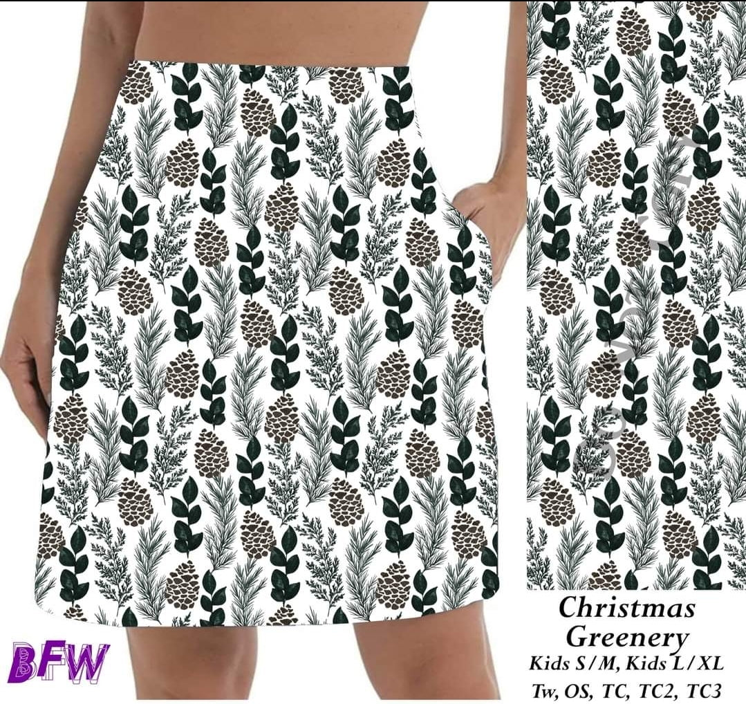 Christmas Greenery Skort