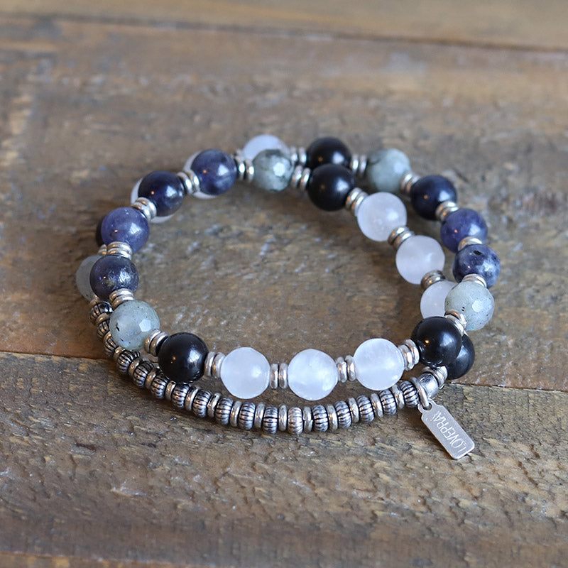 "Miracles" Selenite and Shungite Wrist Mala Bracelet