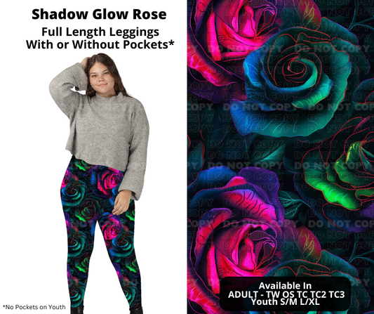 Preorder! Closes 10/31. ETA Jan. Shadow Glow Rose Full Length Leggings w/wo Pockets