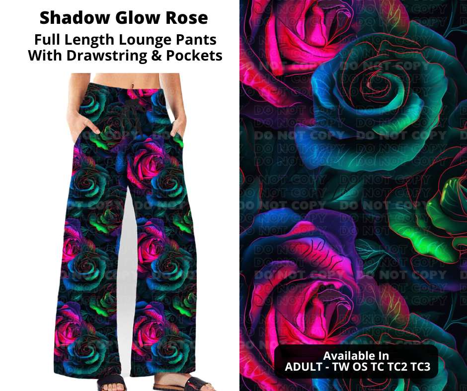 Preorder! Closes 10/31. ETA Jan. Shadow Glow Rose Full Length Lounge Pants