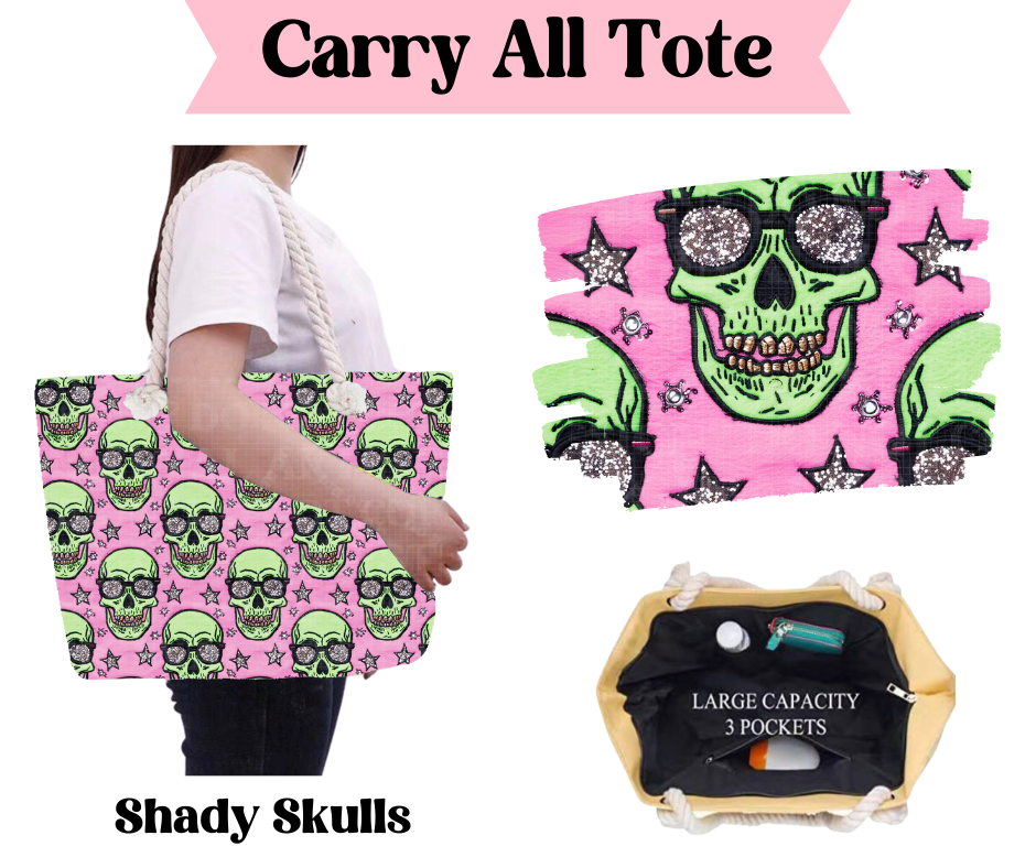 Preorder! Closes 3/31. ETA June. Shady Skulls Carry All Tote