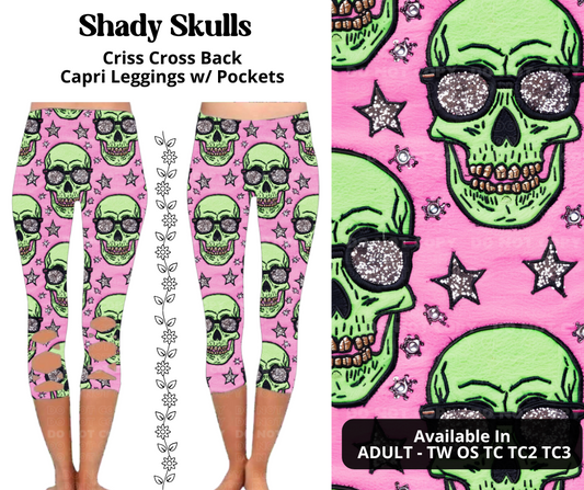 Preorder! Closes 3/27. ETA June. Shady Skulls Criss Cross Capri w/ Pockets