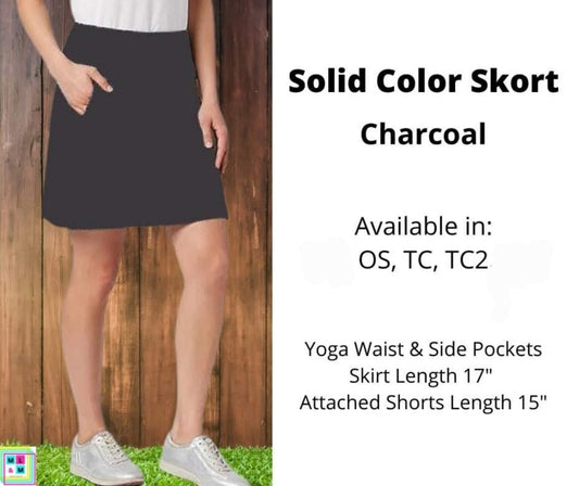 Solid Charcoal Skort