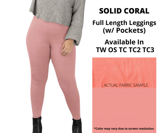 Solid Coral Full Length w/ Pockets