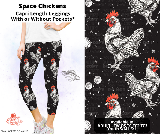 Preorder! Closes 2/3. ETA May. Space Chickens Capri Leggings w/wo Pockets