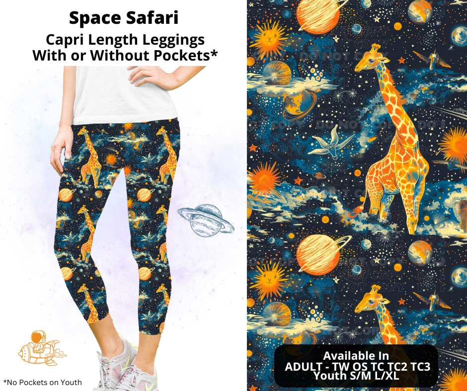 Preorder! Closes 2/3. ETA May. Space Safari Capri Leggings w/wo Pockets