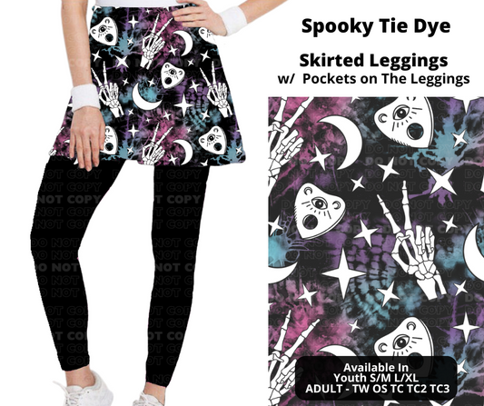 Preorder! Closes 11/25. ETA Jan. Spooky Tie Dye Skirted Full Length Leggings w/ Pockets