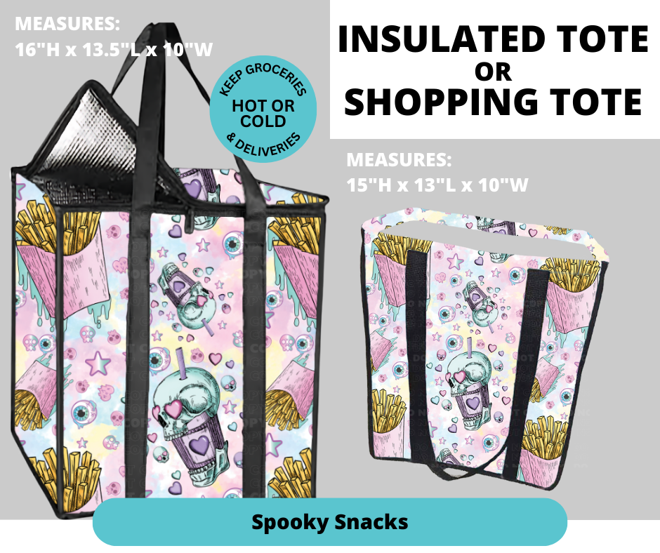 Preorder! Closes 2/26. ETA May. Spooky Snacks Shopping & Insulated Tote