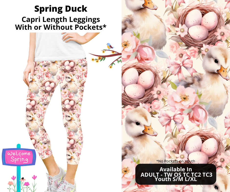 Preorder! Closes 1/20. ETA April. Spring Duck Capri Leggings w/wo Pockets