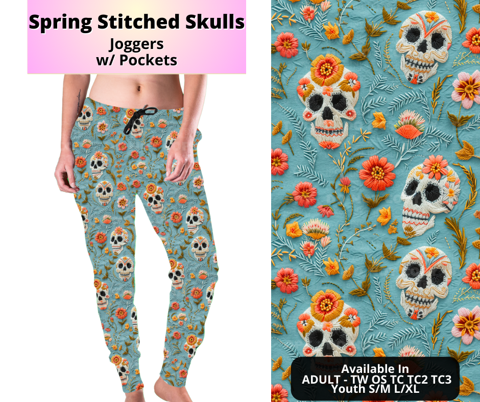 Preorder! Closes 4/2. ETA July. Spring Stitched Skulls Joggers