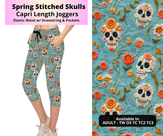 Preorder! Closes 4/2. ETA July. Spring Stitched Skulls Jogger Capri