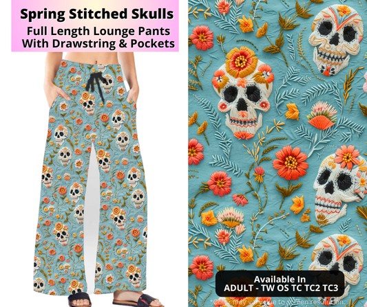 Preorder! Closes 4/2. ETA July. Spring Stitched Skulls Full Length Lounge Pants