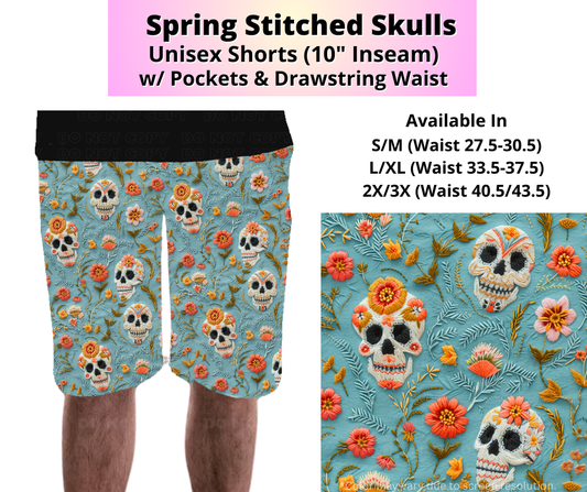 Preorder! Closes 4/2. ETA July. Spring Stitched Skulls Unisex Shorts