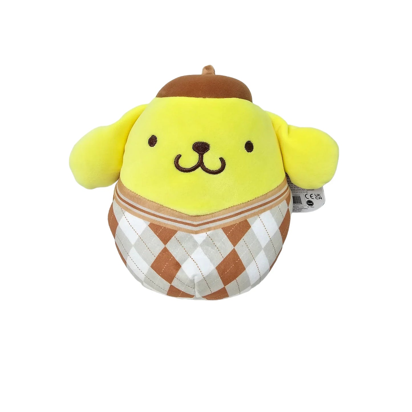 Squishmallows Yellow Plaid Pompompurin 6.5" 2023 Sanrio Winter Collection Stuffed Plush