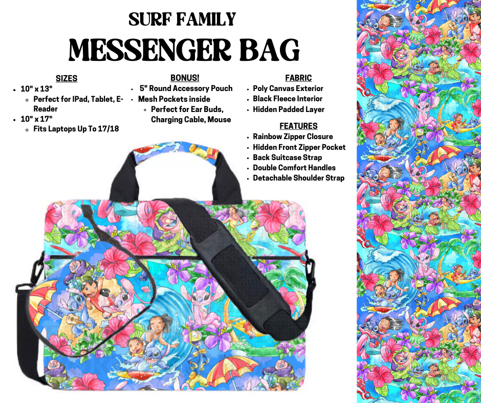 Preorder! Closes 4/3. ETA July. Surf Family Messenger Bags